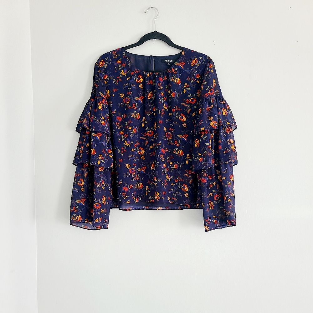 Madewell Navy Floral Top XL